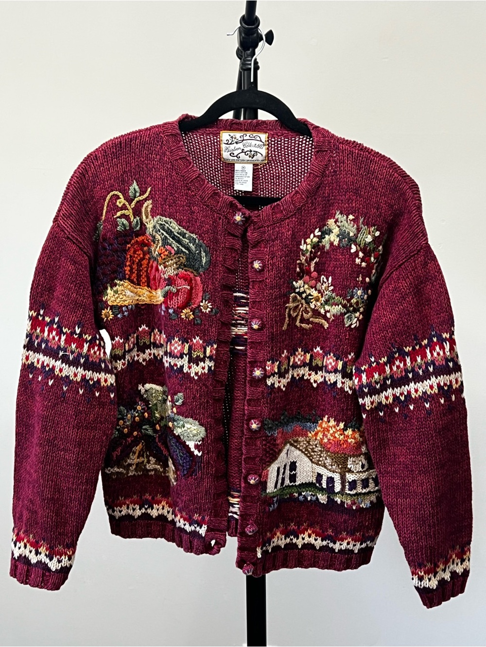Heirloom Collectibles Y2K Chunky Knit Sweater Red Pink Medium Fair